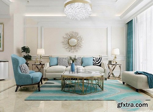 European Style Living Room Interior Scene 03