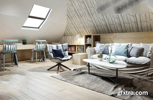 Nordic Style Living room Interior Scene 06