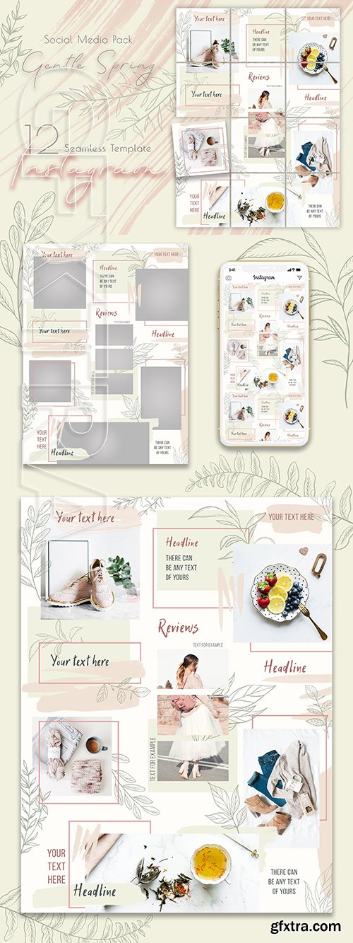 CreativeMarket - Gentle Spring - Instagram Puzzle 3651163