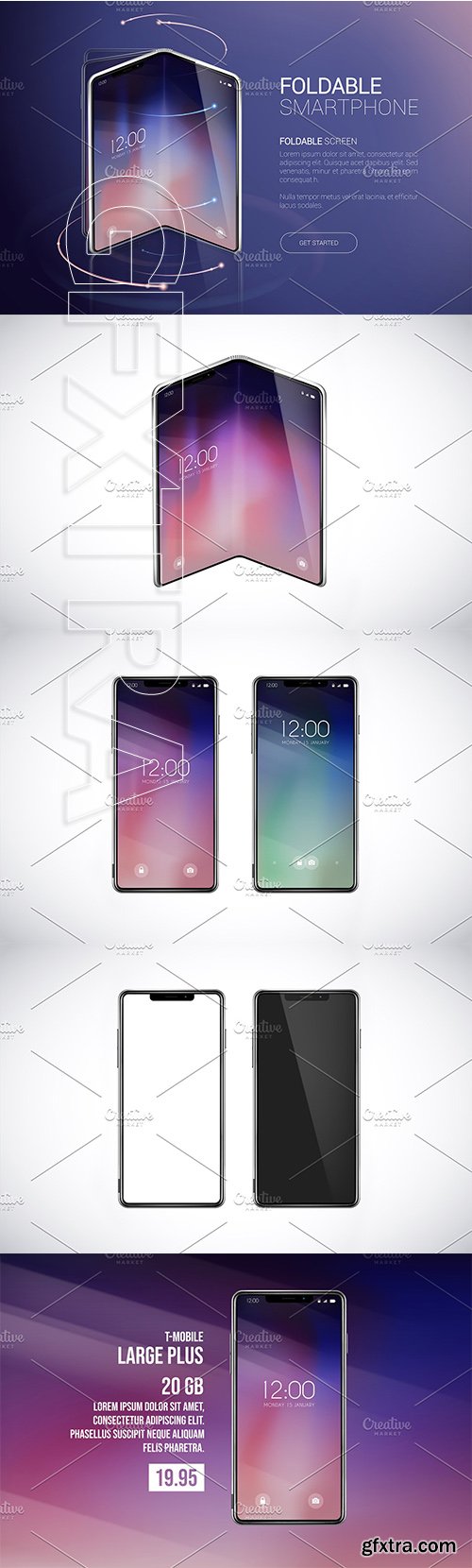 CreativeMarket - Smartphone Mock-Ups Foldable screen 3569301