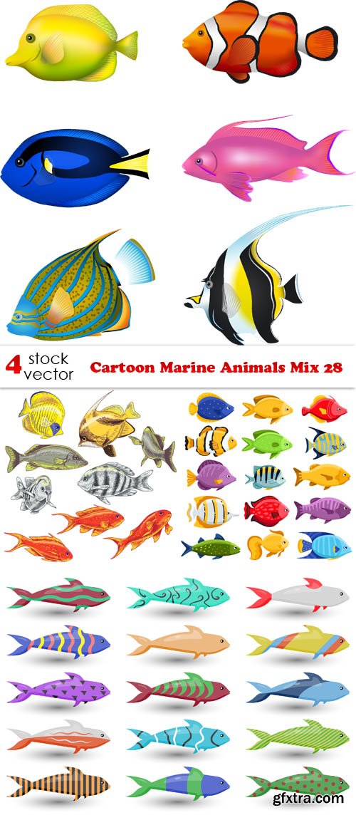 Vectors - Cartoon Marine Animals Mix 28