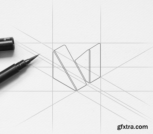 Isometric Triangles Logo – Abstract M Letter