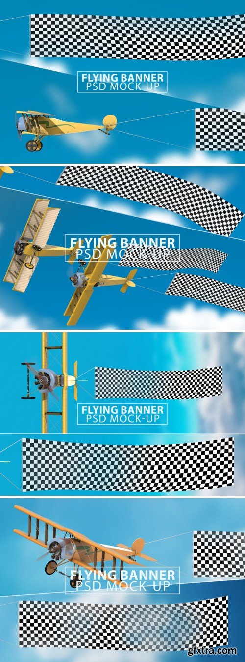 Flying Banner PSD Mock-up Bundle