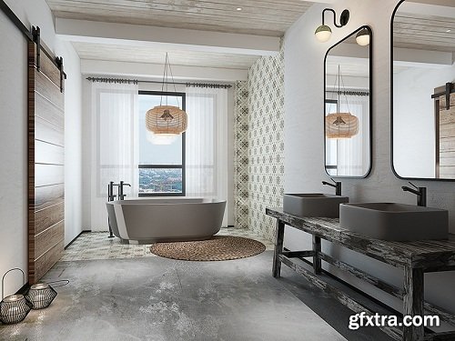 Nordic Bathroom 3d Interior Scene