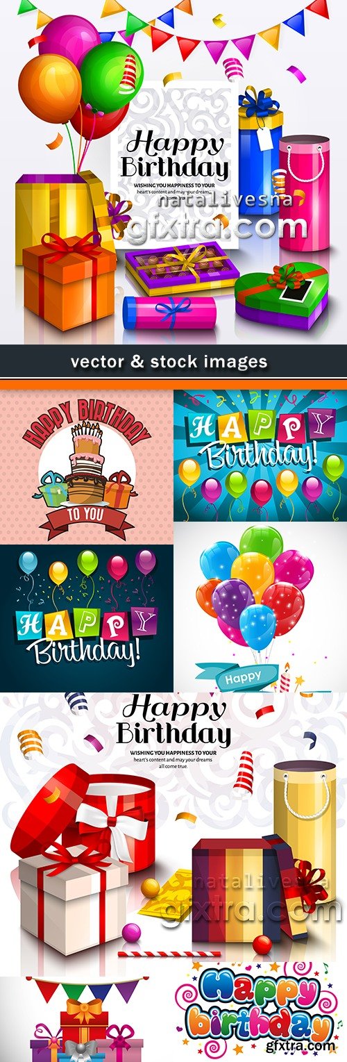 Happy birthday holiday invitation balloons and gifts 16