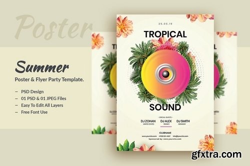 Summer and Tropical Sound Party, Flyer & Poster