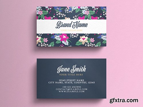 Business Card Layout On Floral Background 260559880