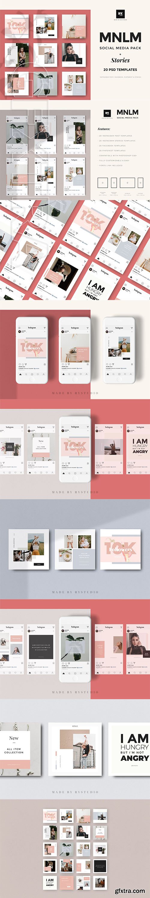 CreativeMarket - MNML Social Media Pack & Stories 3700035