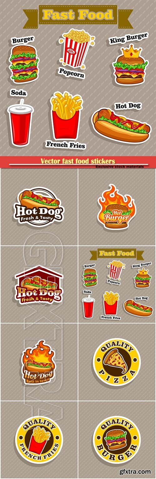 Vector fast food stickers