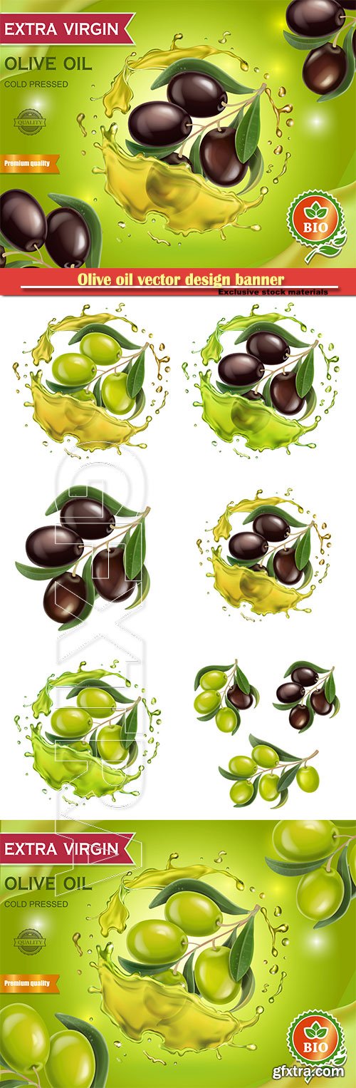 Olive oil vector design banner with olive branch