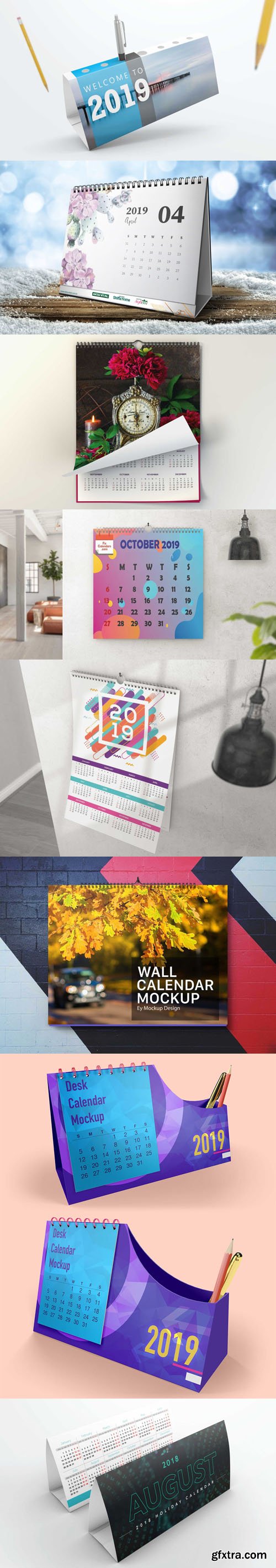 Awesome 2019 Calendar PSD Mockups Collection