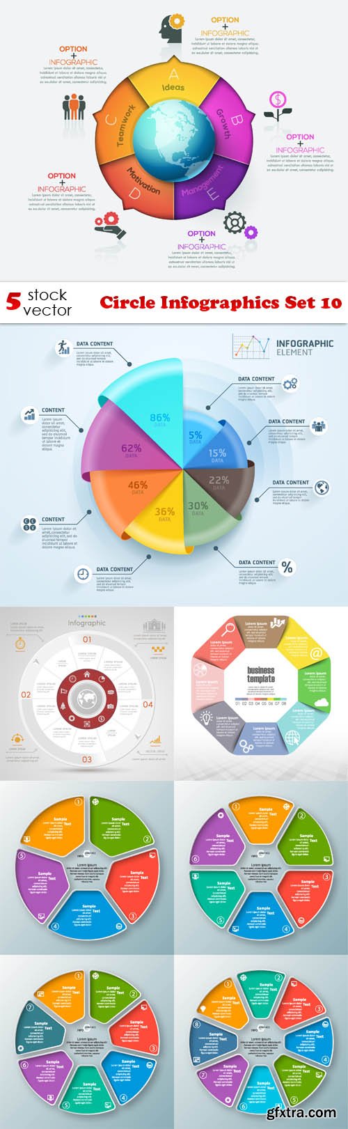 Vectors Circle Infographics Set 10 Gfxtra 3179