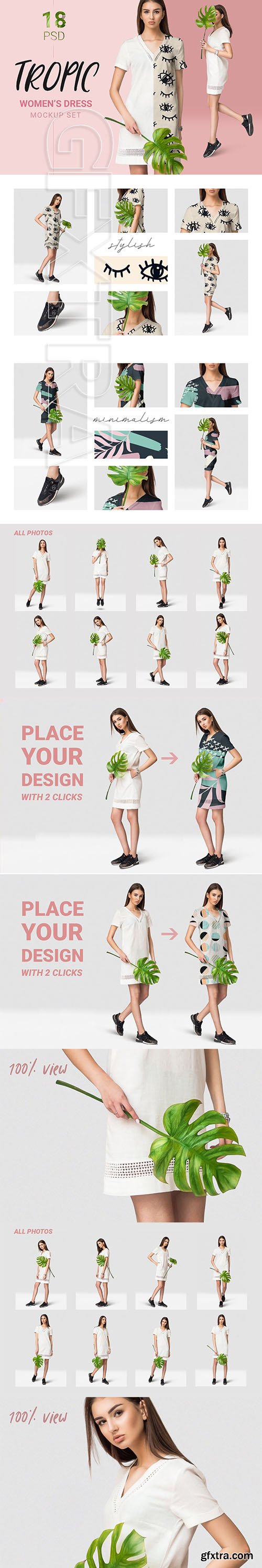 CreativeMarket - Female dress mockups + Free demo 3714355