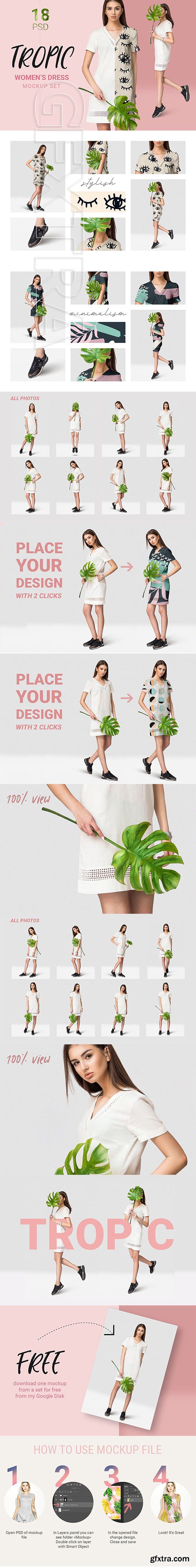 CreativeMarket - Female dress mockups + Free demo 3714355