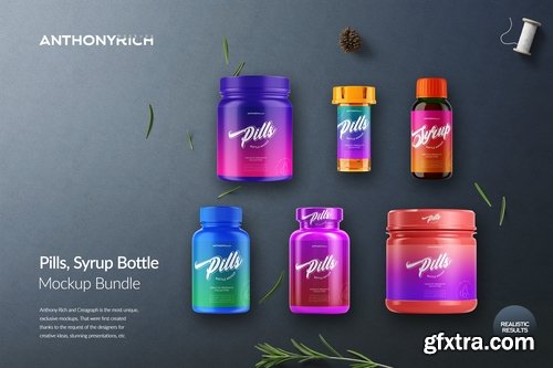 Pills, Syrup Bottle Mockup Bundle