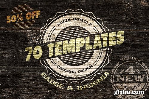 CreativeMarket Vintage Bundle 249 Fonts & 414 Logos 3264710