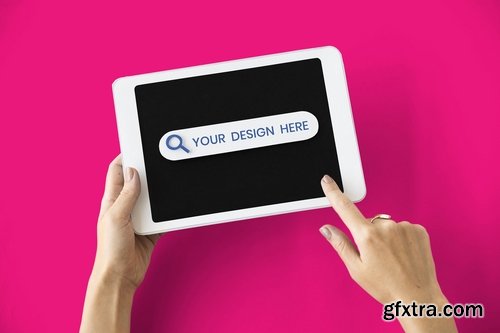 Person working on digital tablet mockup screen