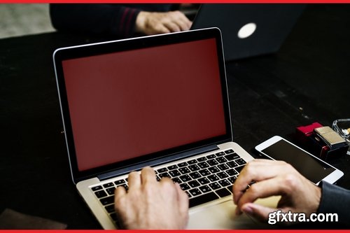 Business People Using Laptop Mockup