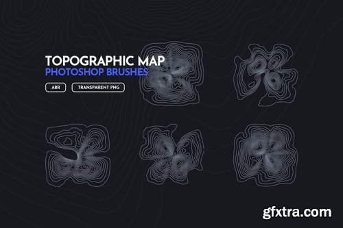 Topographic Map Photoshop Brushes