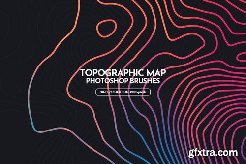 Topographic Map Photoshop Brushes