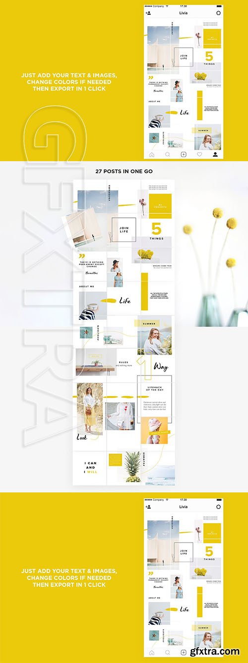 CreativeMarket - Instagram Puzzle Template Chartreuse 3714643