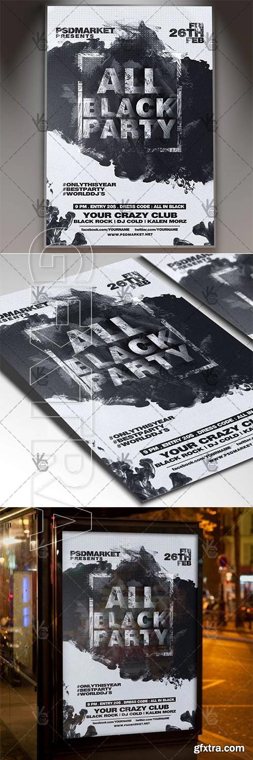 All Black Party – Club Flyer PSD Template