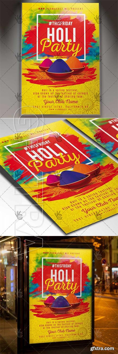 Holi Party – Club Flyer PSD Template