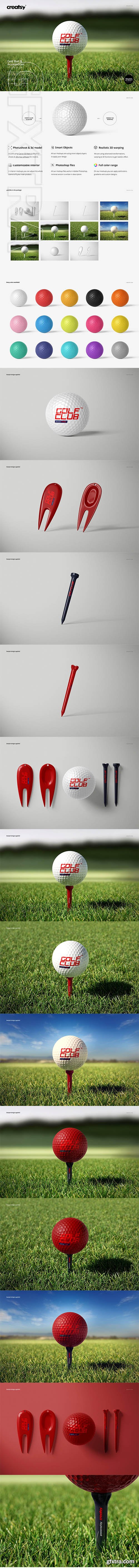 CreativeMarket - Golf Ball & Accessories Mockup Set 3713042