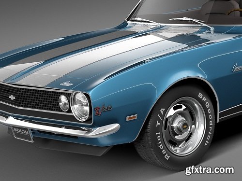 Chevrolet Camaro Z28 Convertible 1967 3d Model