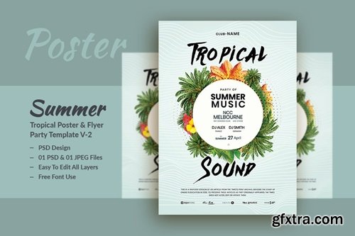 Summer & Tropical Sound Party Poster & Flyer V-2