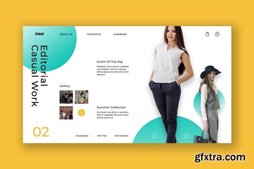 Casual Female Hero Header PSD Template