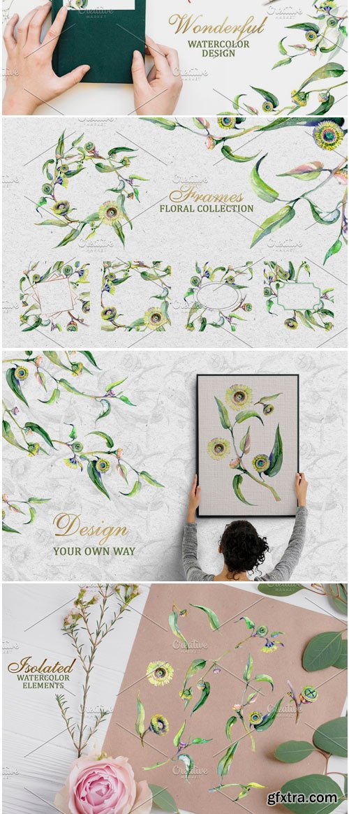 CM - Eucalyptus Green Watercolor PNG 3728302