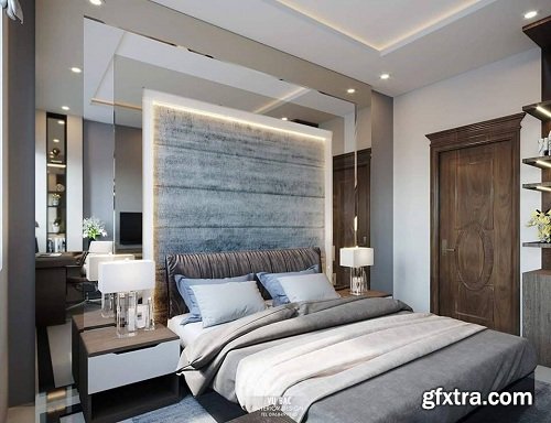 Modern Style Bedroom Interior Scene