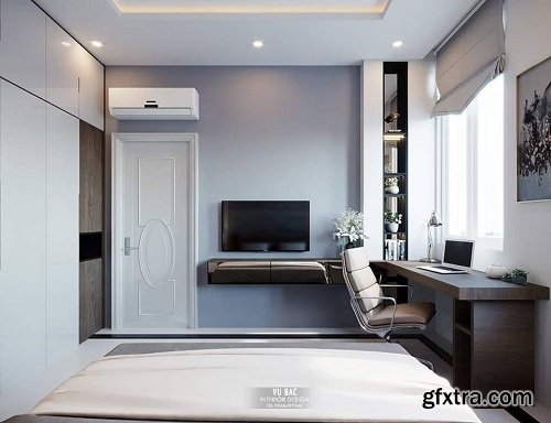 Modern Style Bedroom Interior Scene