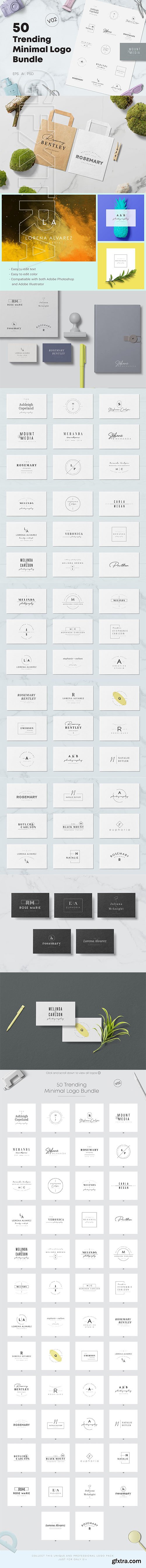 CreativeMarket - 50 Trending Minimal Logo Bundle V02 3726058