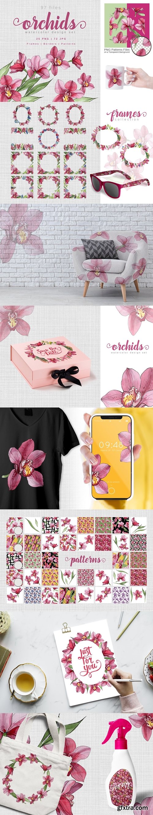 CM - Pink Orchids Watercolor png 3340213