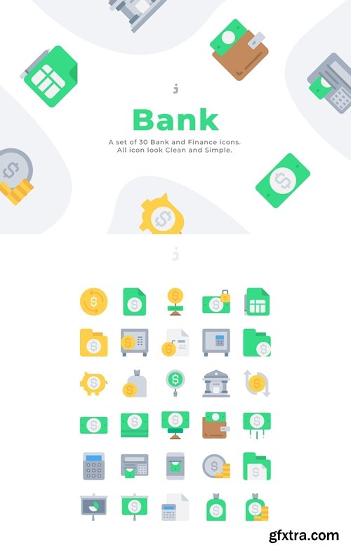 30 Bank and Finance icons - Flat