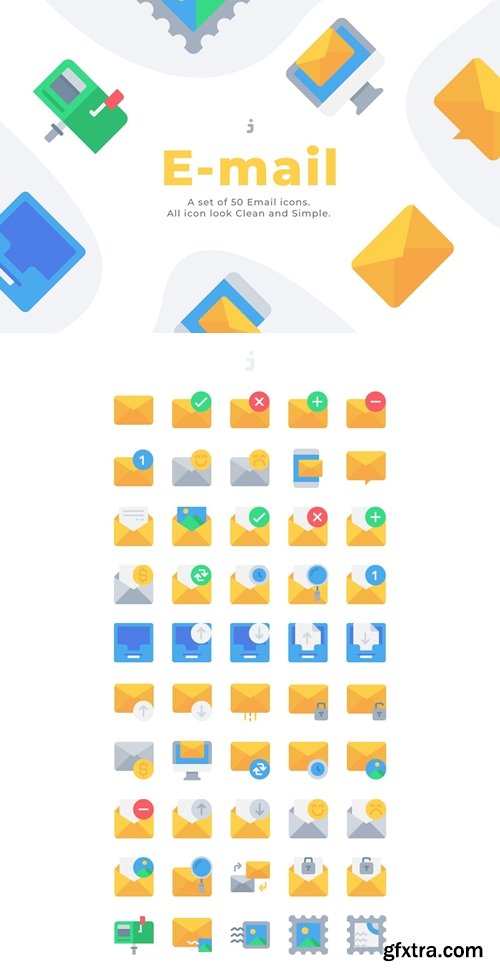 50 Email and Message icons - Flat