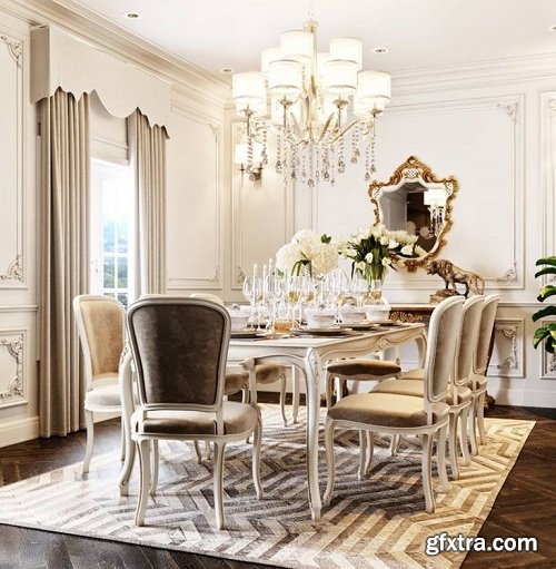 Classic Dining room Interior Scene