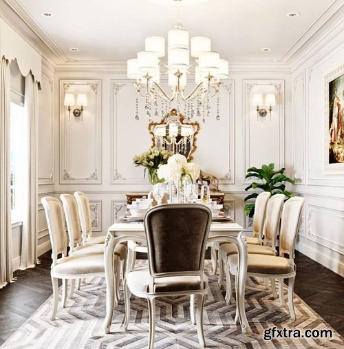 Classic Dining room Interior Scene