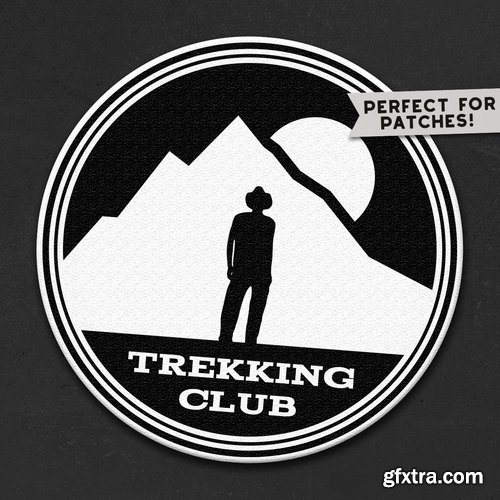 Mountain Camp Logo Template, Retro Travel Badge