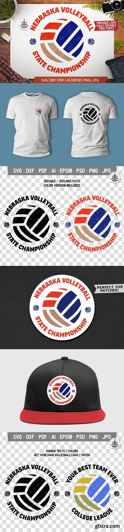 Volleyball Logo Template, Sports Badge Patch
