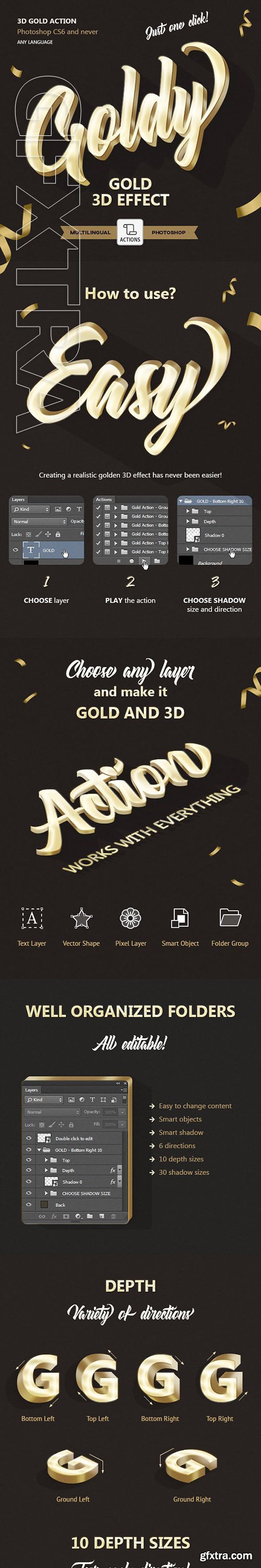 GraphicRiver - Gold 3D - Photoshop Action 23689581