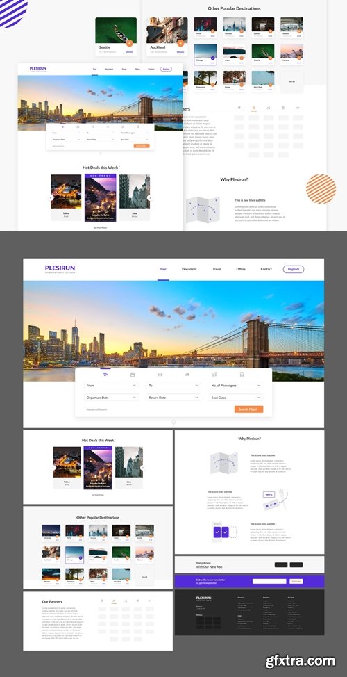 PLESIRUN - Tour & Travel Website XD Template