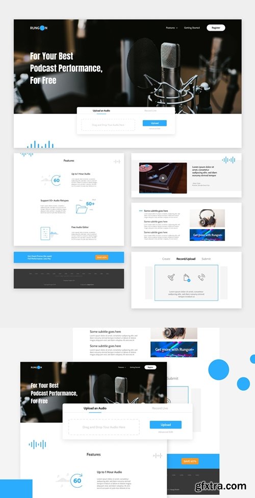 RUNGON - Podcast Platform Website XD Template