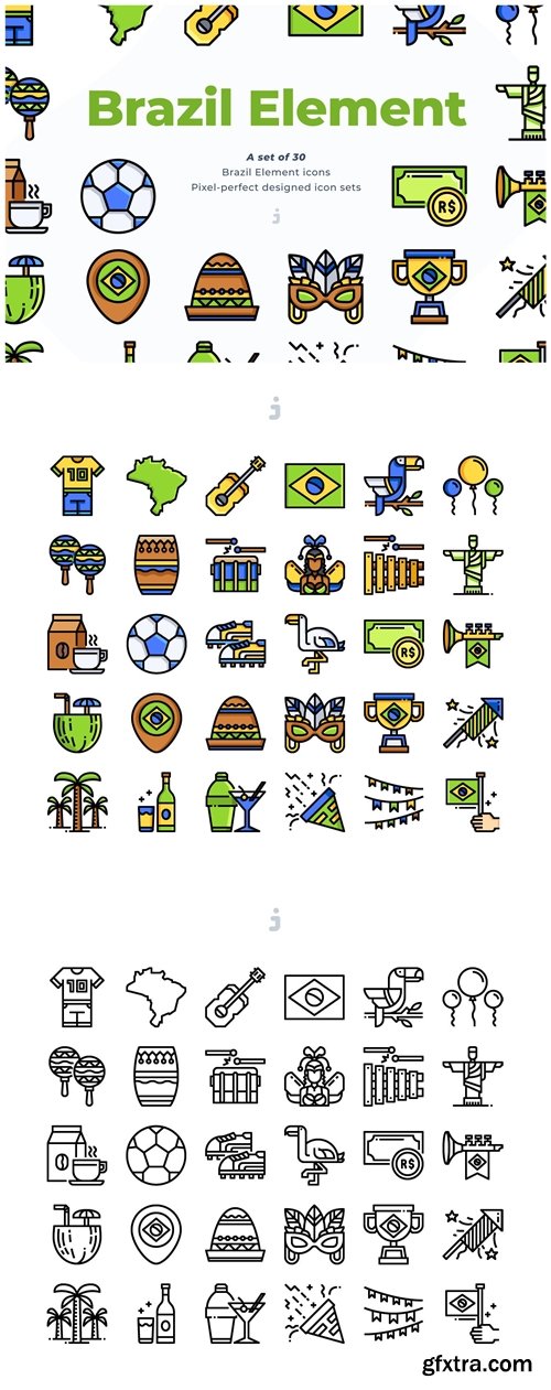 30 Brazil Element Icons