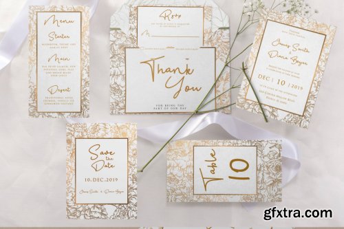 Luxury Golden Wedding Invitation Set