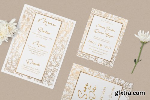 Luxury Golden Wedding Invitation Set