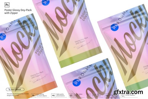 Glossy Doy-Pack with Zipper Poster Mockup