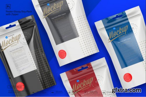 Glossy Doy-Pack with Zipper Poster Mockup